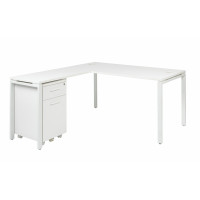 OSP Home Furnishings PRD3060LD-WH Prado L-Shape Workstation in White